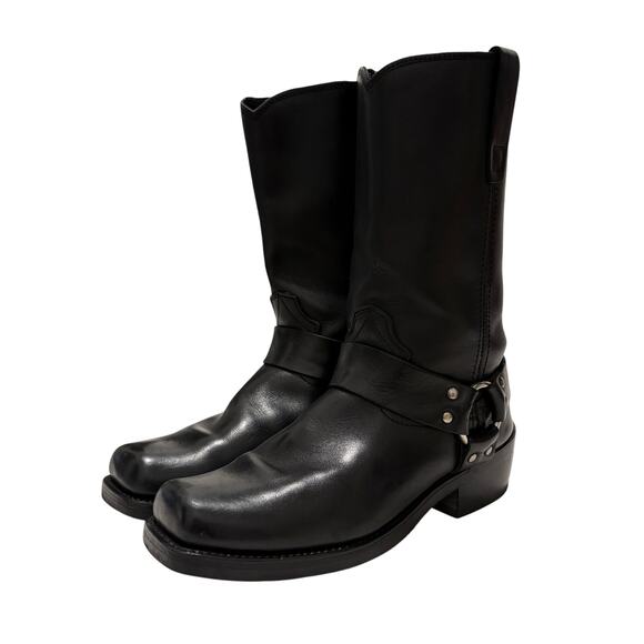 Durango Black Leather Square Toe Western Biker Engineer Boots Men's 9 EE DB610 - Picture 1 of 8